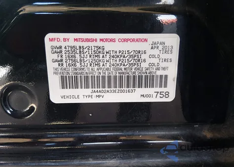 2014 Mitsubishi Outlander Es z USA, uszkodzony, nr VIN JA4AD2A33EZ001637